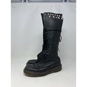 Doc Martens 9663 Black Knee High 20 Eye Lace Up Boots Size 6 Made In England